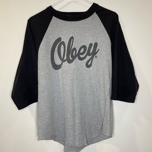 Mens Obey 3/4 sleeve shirt Medium